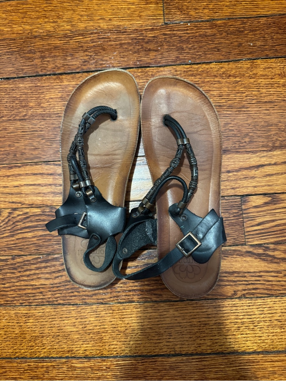 Birkenstock Women’s Leather Strappy Flat Sandals Black Solid Buckle EU 38